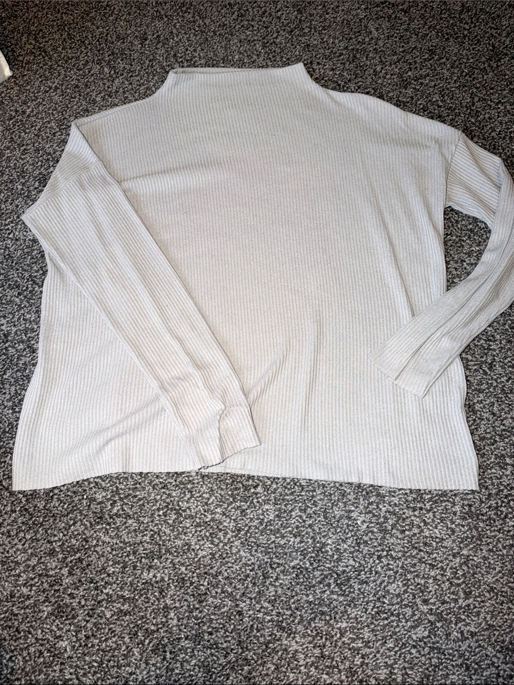 Women's light grey Ribbed Mock Neck Sweater